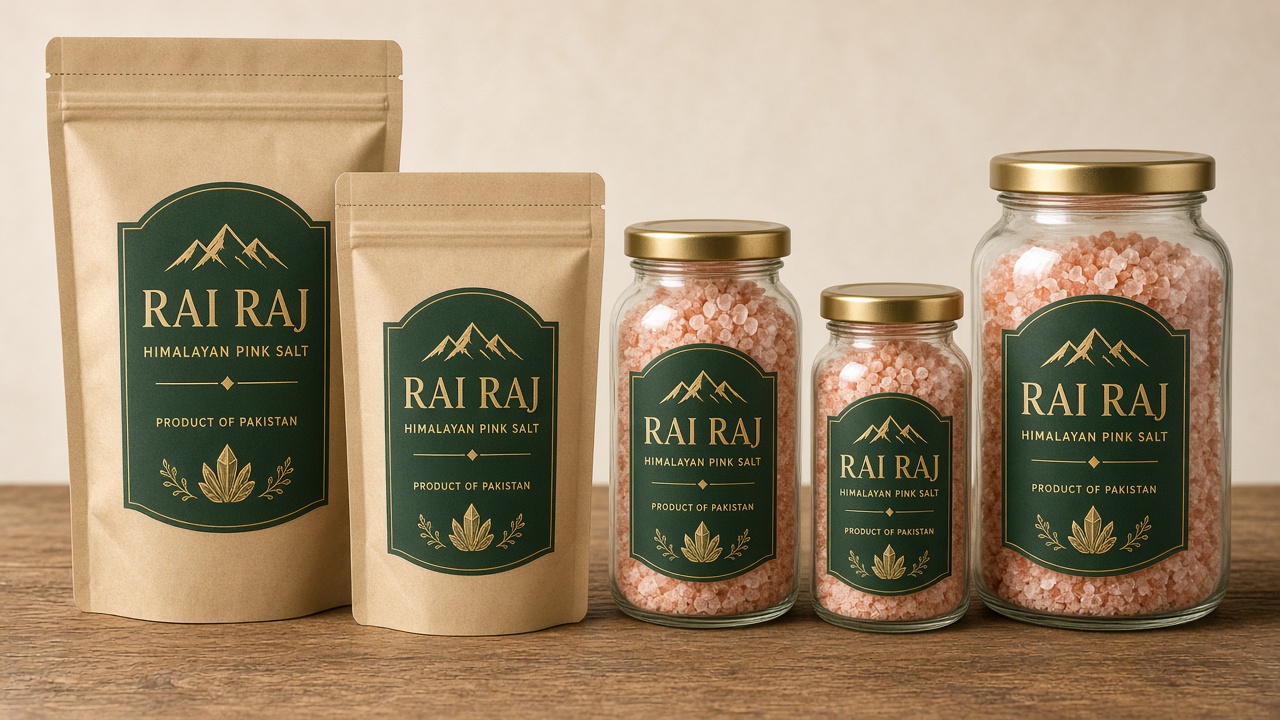 RAI RAJ labeled pink salt packaging